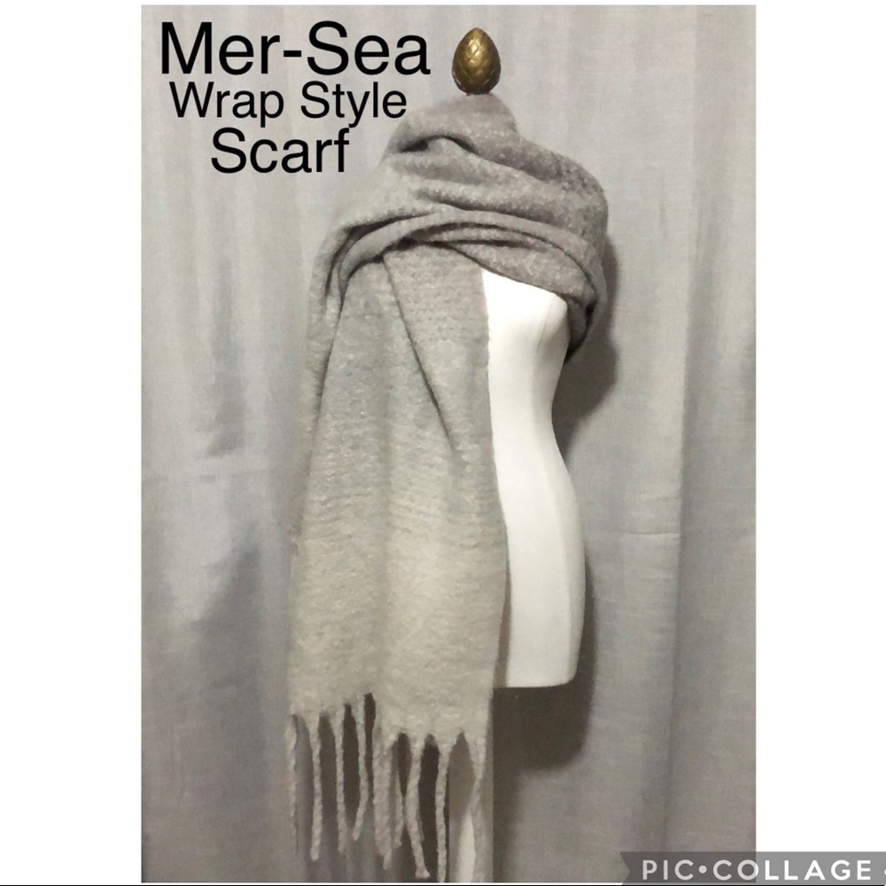 Mer|Sea “Cozy” Wrap Style Scarf-Ombré Gray Scale-82x19-Polyester